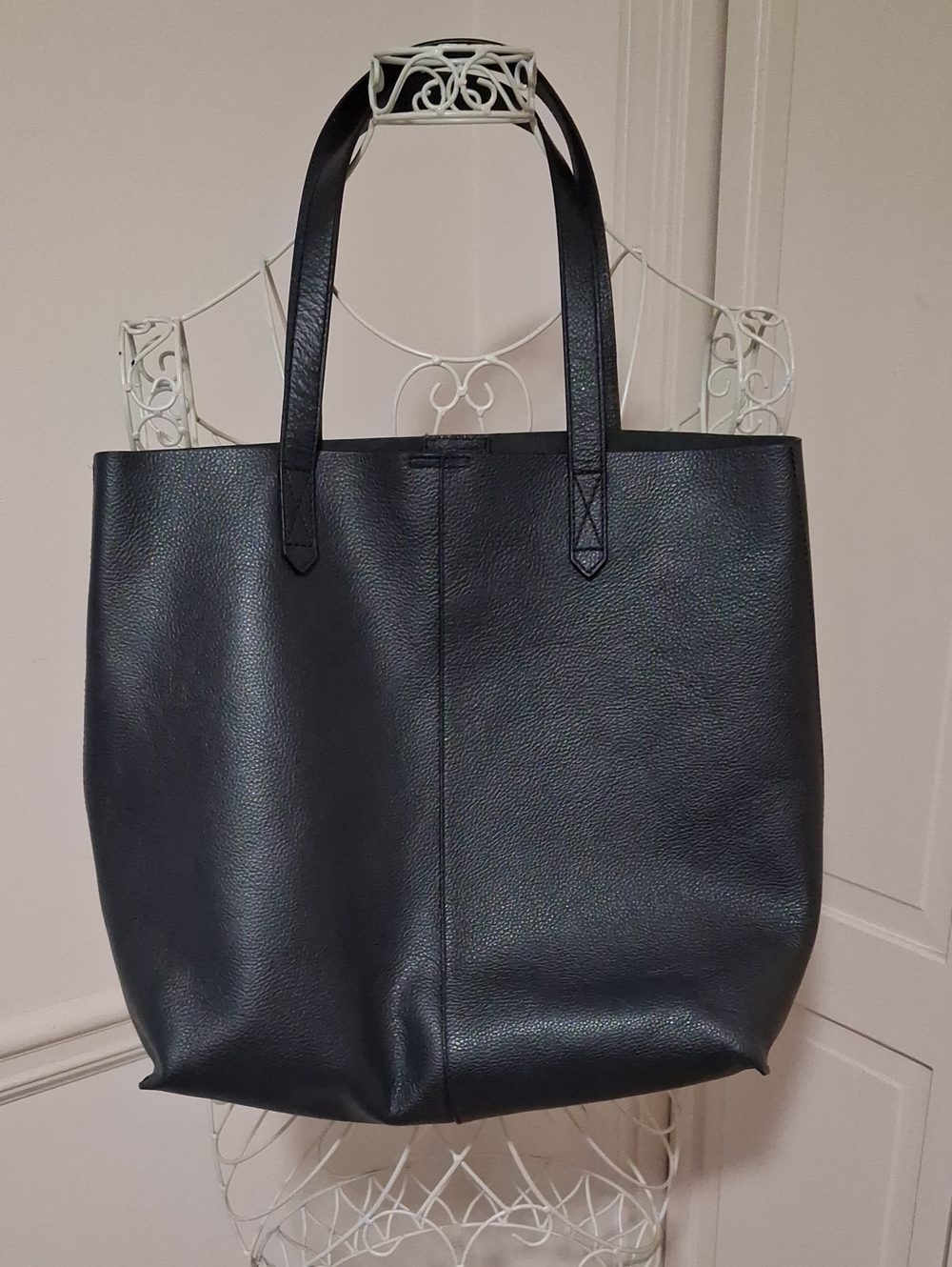 LOFT Black Pebbled Leather Tote